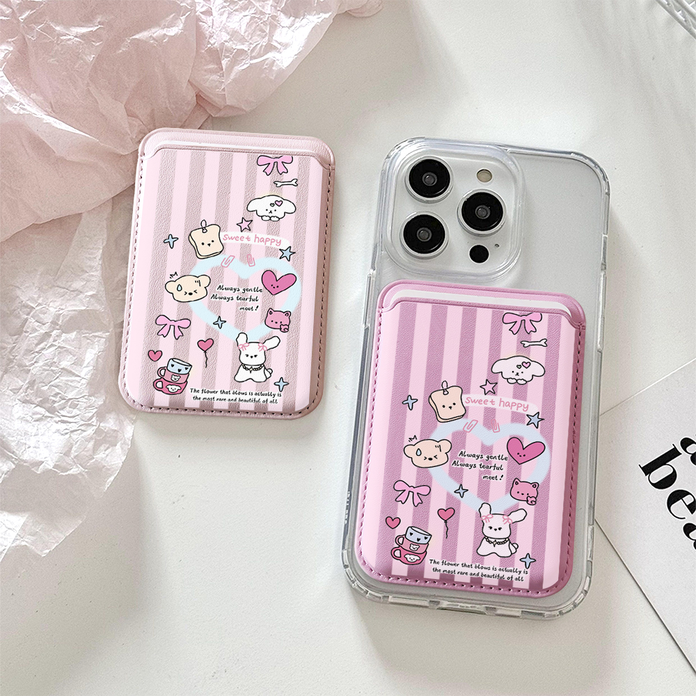 Phone Accessories Cute - Cute Girly Sketch Style Leather Phone