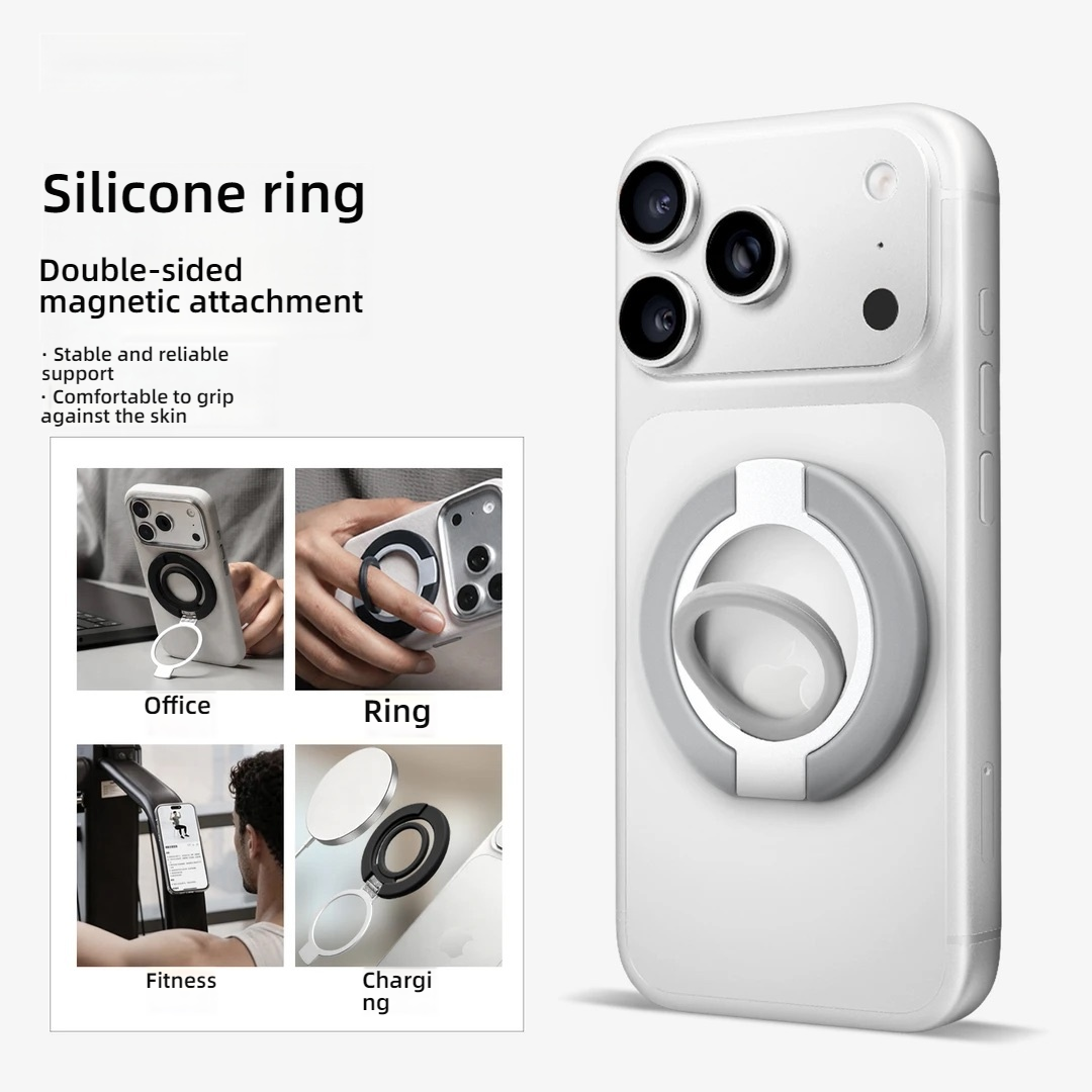 Phone Accessories Stand - Double-Sided Magnetic Silicone Finger Ring Phone