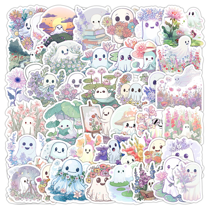 Phone Accessories For Kids - 50PCS Cute White Ghost Graffiti Stickers