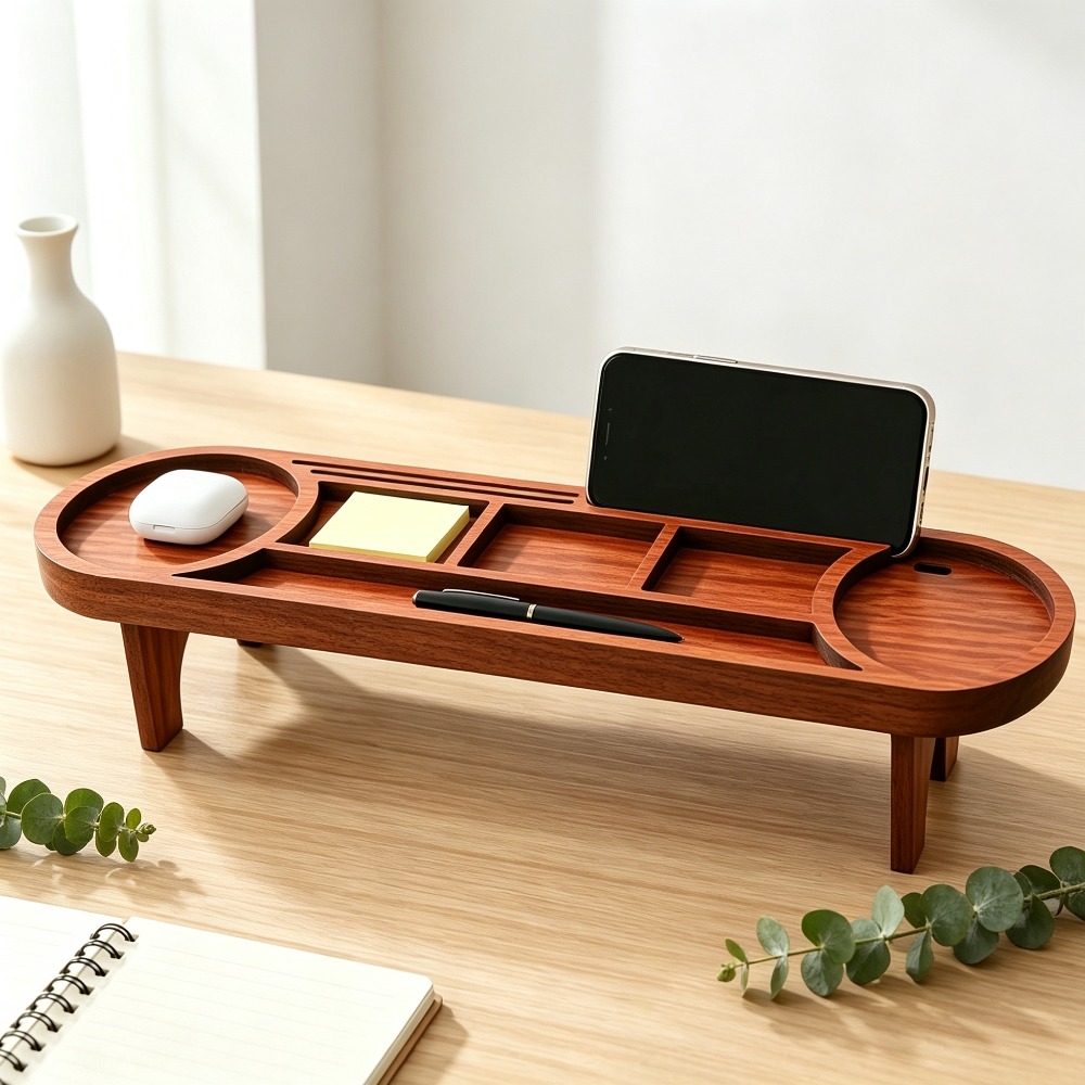 Wooden Desk Organizer with Pho - Phone Accessories Rack incelemesi ve fiyatı